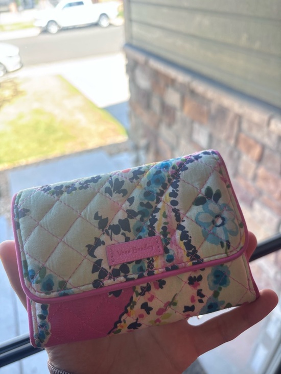 Vera Bradley Handbags - Vera Bradley Quilted Floral Trifold Wallet in Dusted Mint, Pink and Blue (RFID)